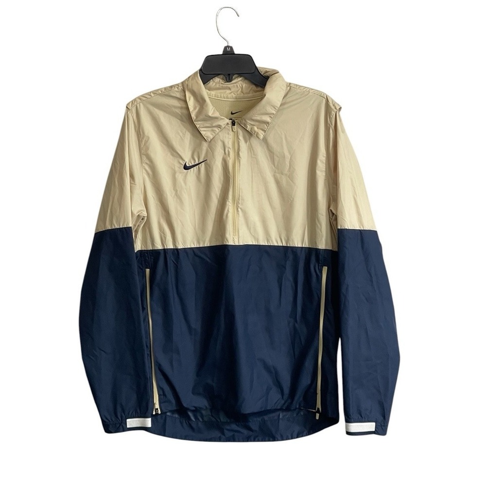 Nike Small Football Coaches Jacket Navy Gold Vented 1/4 Zip Pullover Lightweight